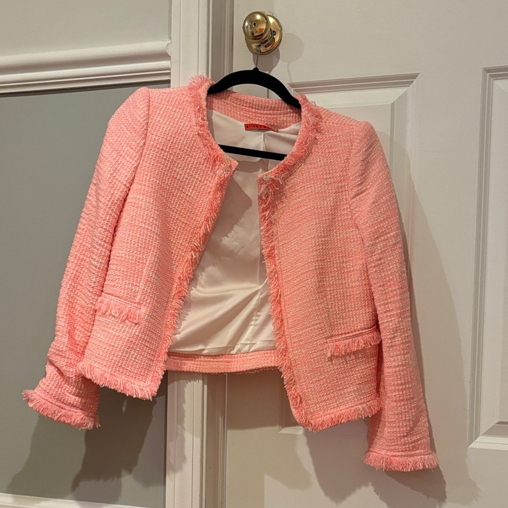 Alice + Olivia Pink Tweed Blazer
